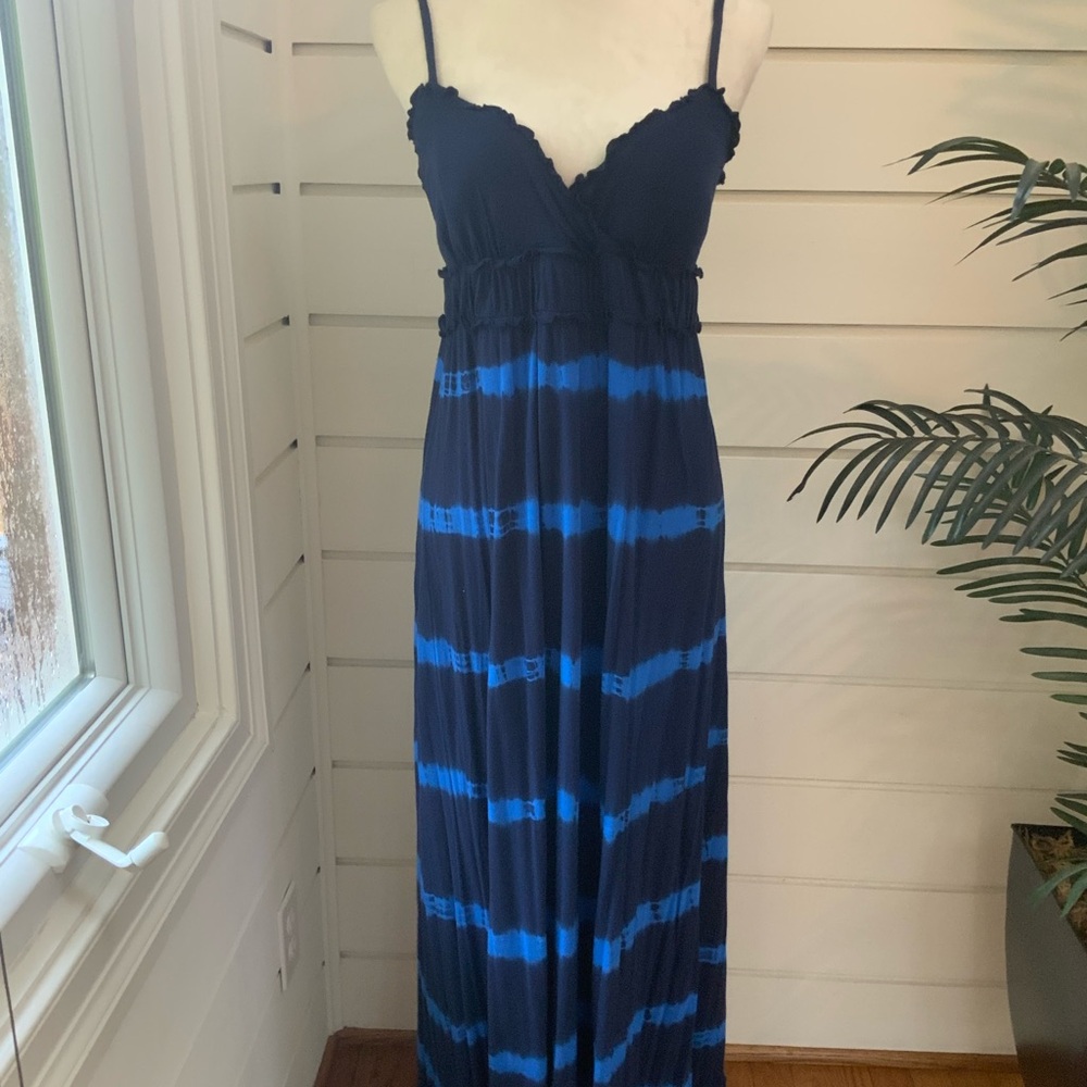 INC International Concepts Blue Tye Dye Maxi Dress Size M
